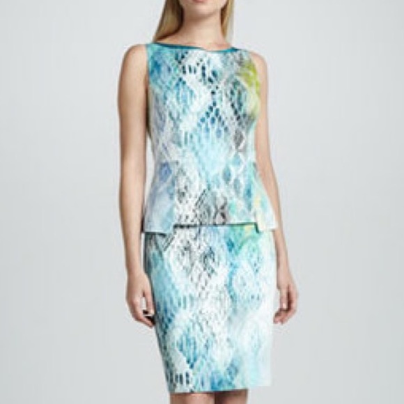 tahari peplum dress T Tahari Peplum Hem Paisley Dress